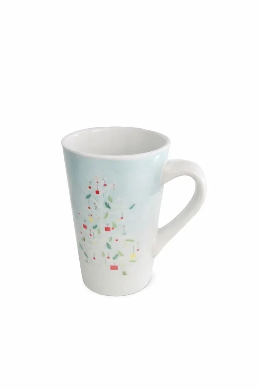 Starbucks 16 oz Holiday Christmas Tree Mug Light Blue White Ombre Latte Cup